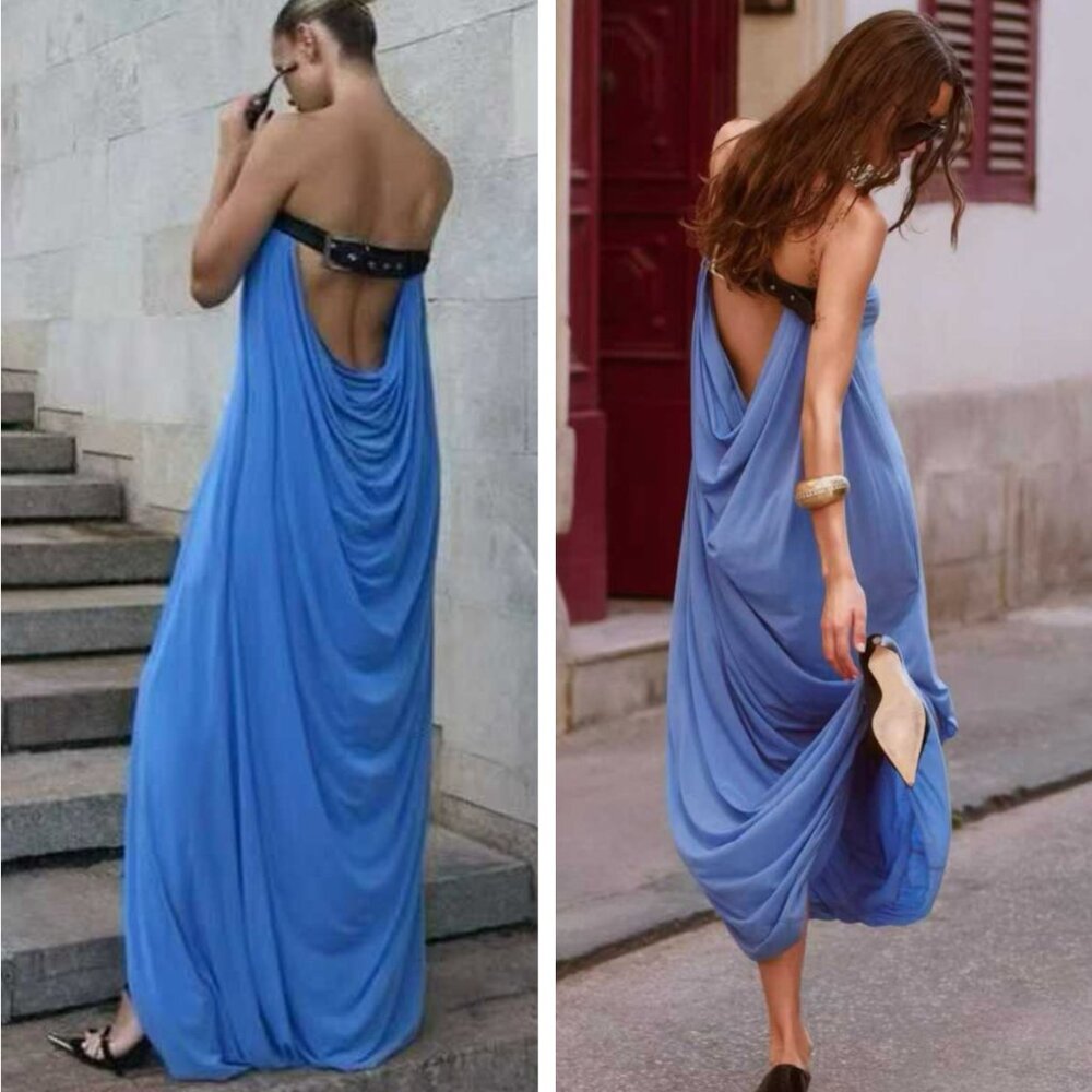 NEW Rat & Boa Antonie Maxi Dress Gown - Blue Cocktail Party Wedding XXS/XS